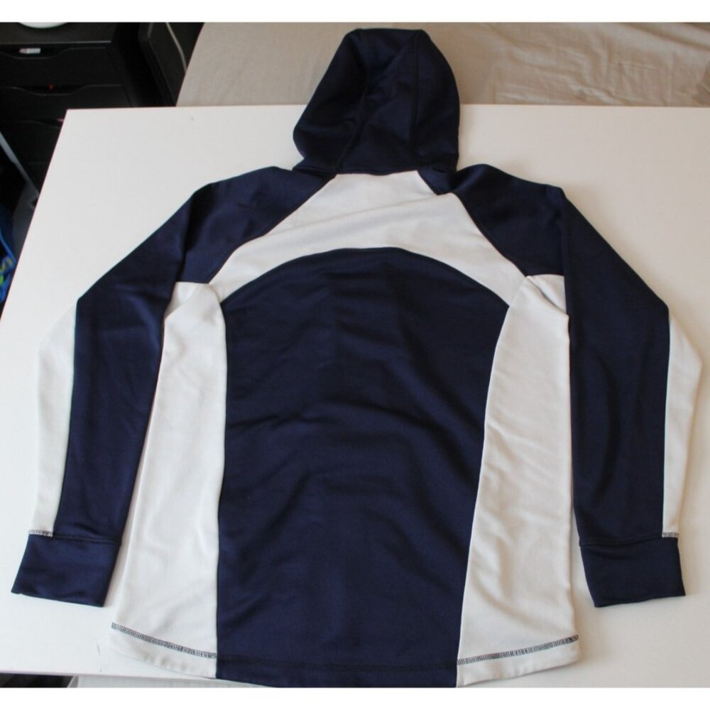 TYR Mens XL Navy Blue White Full Zip Hoodie Sweatshirt Athletic Performance - Picture 2 of 4